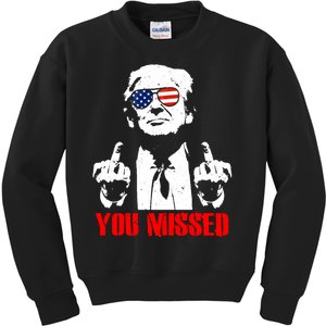 You Missed Middle Finger Trump 2024 Take America Back Pennsylvania Rally Kids Sweatshirt