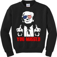 You Missed Middle Finger Trump 2024 Take America Back Pennsylvania Rally Kids Sweatshirt