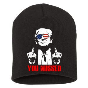 You Missed Middle Finger Trump 2024 Take America Back Pennsylvania Rally Short Acrylic Beanie