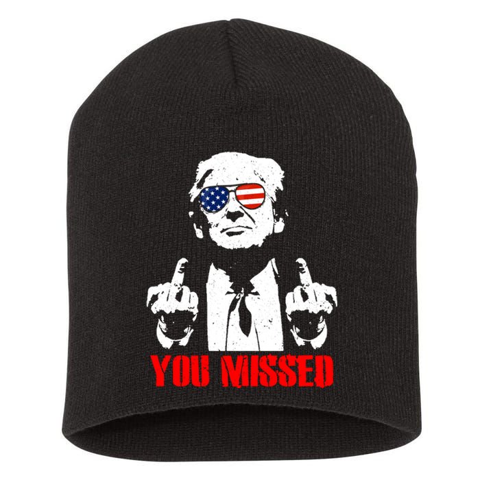 You Missed Middle Finger Trump 2024 Take America Back Pennsylvania Rally Short Acrylic Beanie