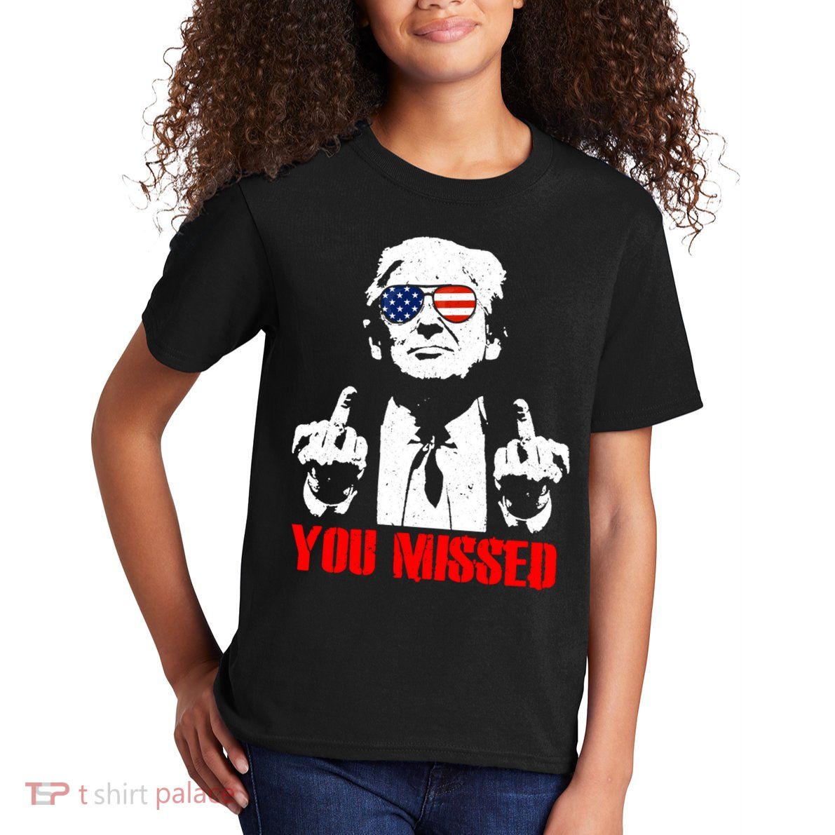 You Missed Middle Finger Trump 2024 Take America Back Pennsylvania Rally Kids T-Shirt