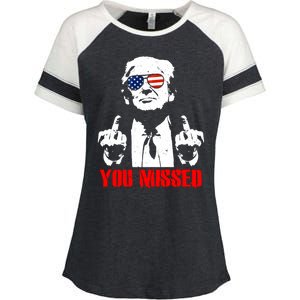 You Missed Middle Finger Trump 2024 Take America Back Pennsylvania Rally Enza Ladies Jersey Colorblock Tee