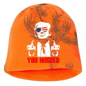 You Missed Middle Finger Trump 2024 Take America Back Pennsylvania Rally Kati - Camo Knit Beanie