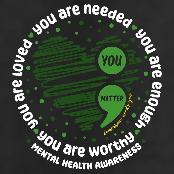 You Matter Mental Health Awareness Heart 7 Panel Mesh Trucker Snapback Hat