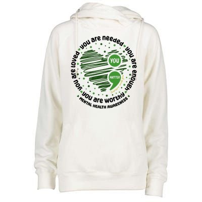 You Matter Mental Health Awareness Heart Womens Funnel Neck Pullover Hood