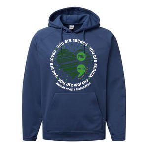 You Matter Mental Health Awareness Heart Performance Fleece Hoodie