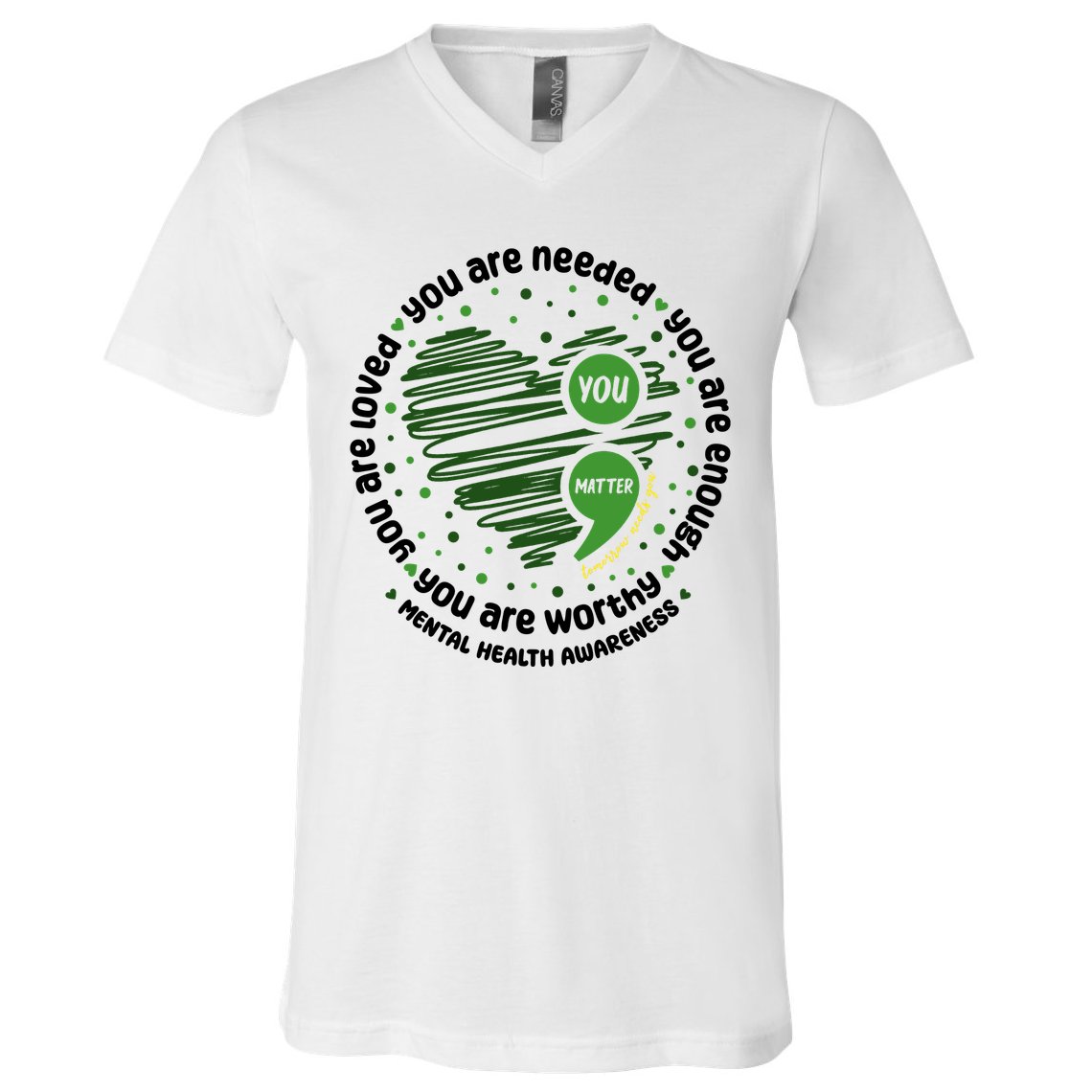 You Matter Mental Health Awareness Heart V-Neck T-Shirt