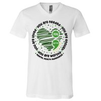 You Matter Mental Health Awareness Heart V-Neck T-Shirt