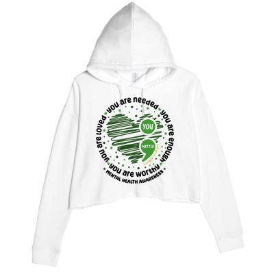 You Matter Mental Health Awareness Heart Crop Fleece Hoodie