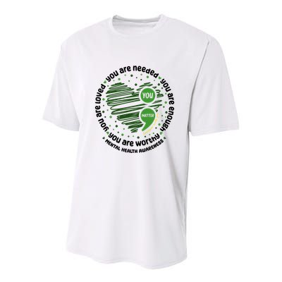 You Matter Mental Health Awareness Heart Youth Performance Sprint T-Shirt