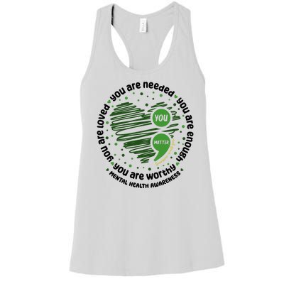 You Matter Mental Health Awareness Heart Women's Racerback Tank