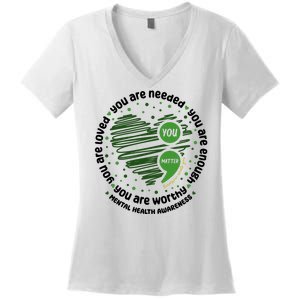 You Matter Mental Health Awareness Heart Women's V-Neck T-Shirt