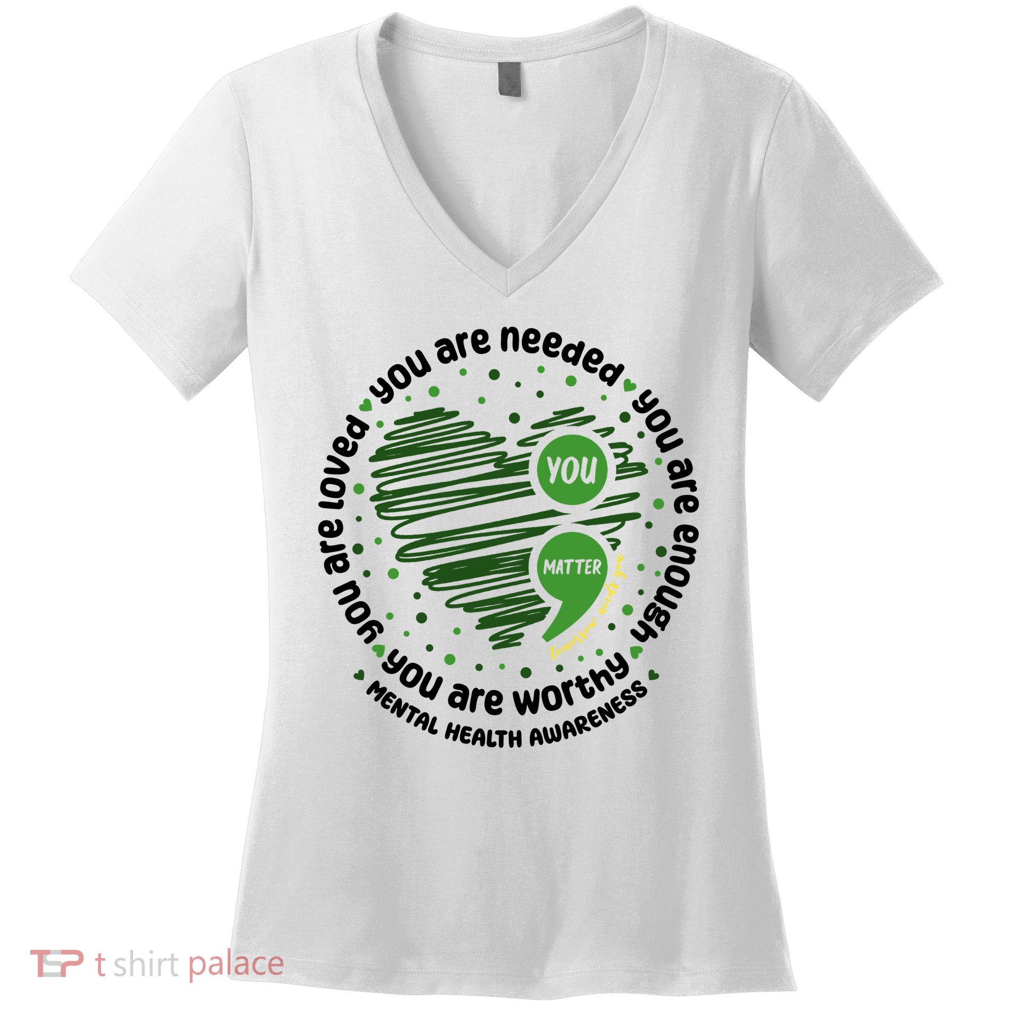 You Matter Mental Health Awareness Heart Women's V-Neck T-Shirt