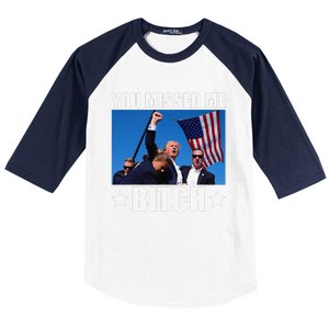 You Missed Me Bitch Trump 2024 Survived Election Rally Baseball Sleeve Shirt