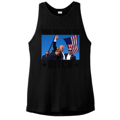 You Missed Me Bitch Trump 2024 Survived Election Rally Ladies PosiCharge Tri-Blend Wicking Tank