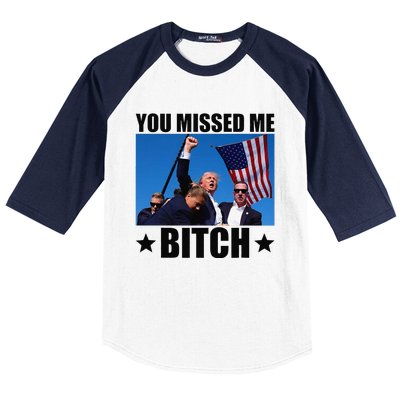 You Missed Me Bitch Trump 2024 Survived Election Rally Baseball Sleeve Shirt