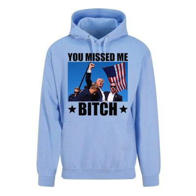 You Missed Me Bitch Trump 2024 Survived Election Rally Unisex Surf Hoodie