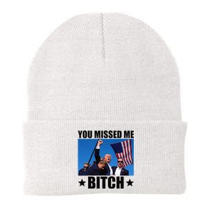 You Missed Me Bitch Trump 2024 Survived Election Rally Knit Cap Winter Beanie