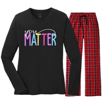 You Matter Mental Health Awareness Colorful Women's Long Sleeve Flannel Pajama Set 