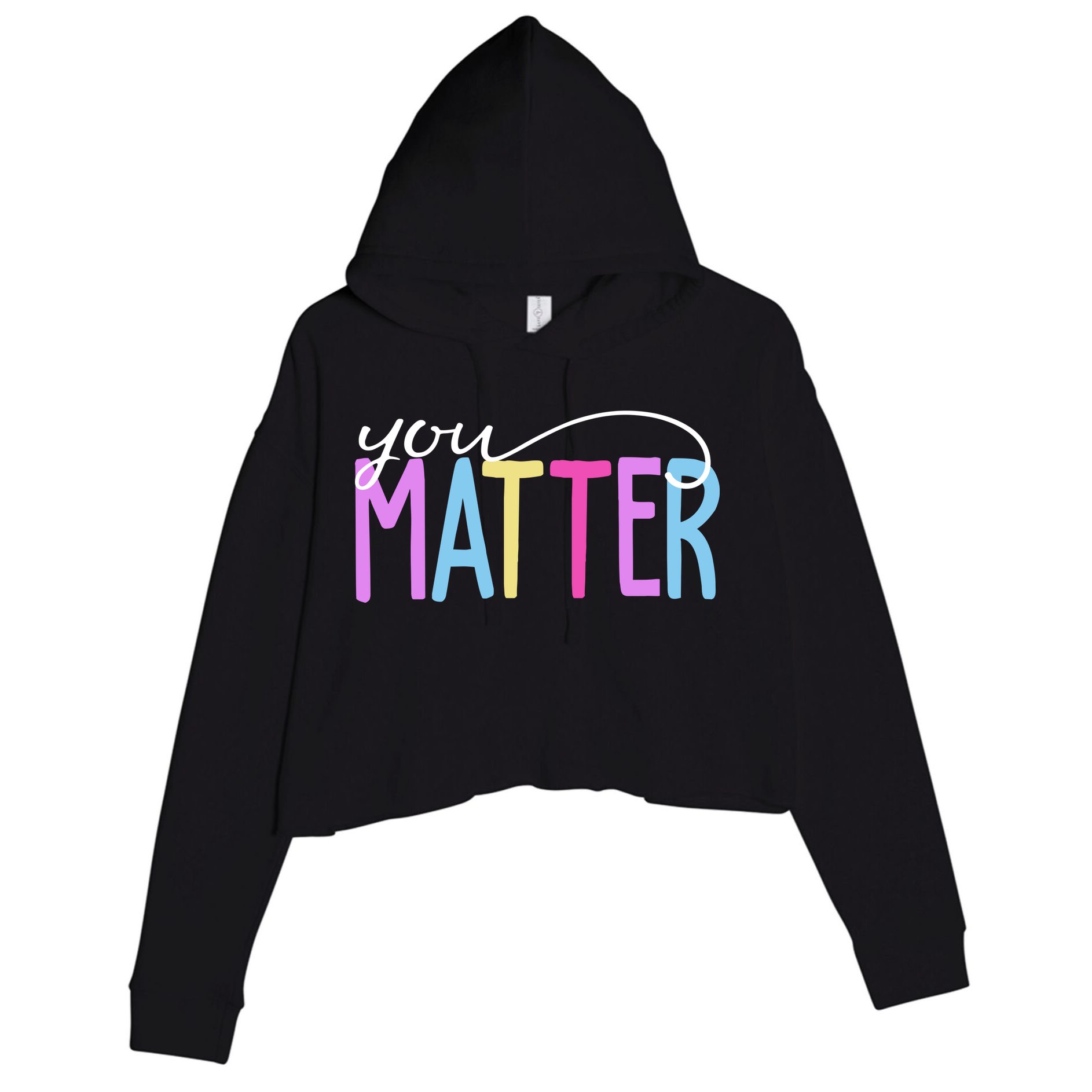 You Matter Mental Health Awareness Colorful Crop Fleece Hoodie