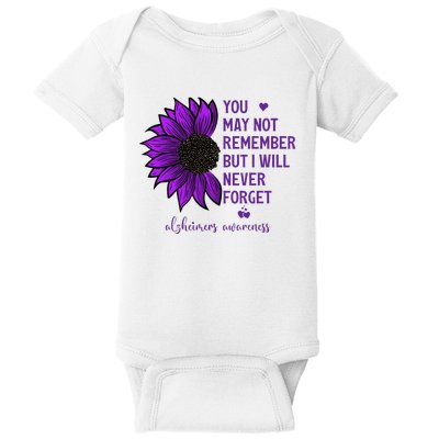 You May Not Remember But I Will Never Forget Alzheimer Aware Baby Bodysuit