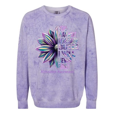 You May Not Remember But I Will Never Forget Alzheimer Colorblast Crewneck Sweatshirt