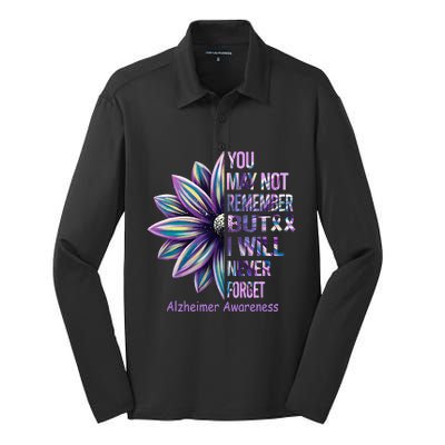 You May Not Remember But I Will Never Forget Alzheimer Silk Touch Performance Long Sleeve Polo