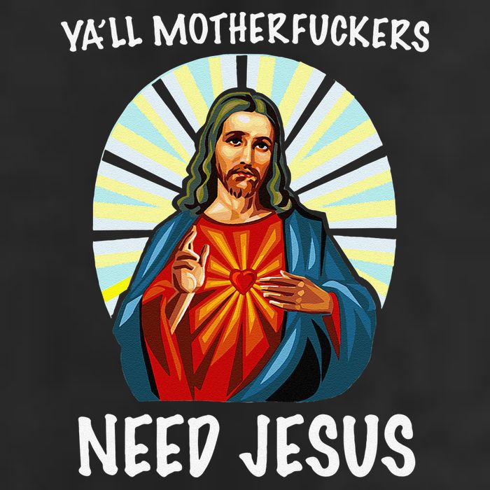 Yall Motherfuckers Need Jesus Christian Easter 7 Panel Mesh Trucker Snapback Hat