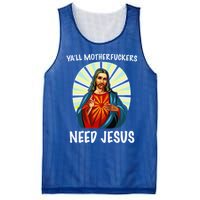 Yall Motherfuckers Need Jesus Christian Easter Mesh Reversible Basketball Jersey Tank