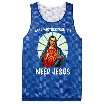 Yall Motherfuckers Need Jesus Christian Easter Mesh Reversible Basketball Jersey Tank