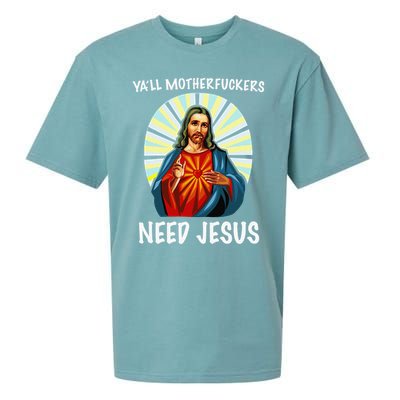 Yall Motherfuckers Need Jesus Christian Easter Sueded Cloud Jersey T-Shirt