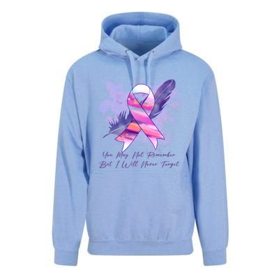 You May Not Remember But I Will Never Forget Alzheimer Awareness Alzheimer Unisex Surf Hoodie