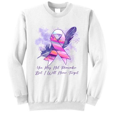 You May Not Remember But I Will Never Forget Alzheimer Awareness Alzheimer Sweatshirt