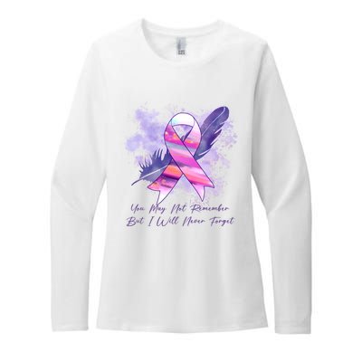 You May Not Remember But I Will Never Forget Alzheimer Awareness Alzheimer Womens CVC Long Sleeve Shirt