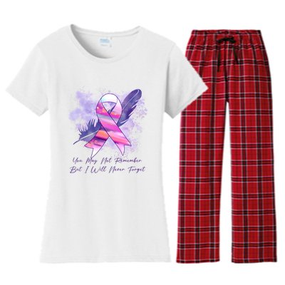 You May Not Remember But I Will Never Forget Alzheimer Awareness Alzheimer Women's Flannel Pajama Set