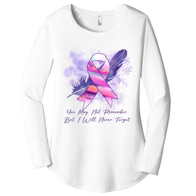 You May Not Remember But I Will Never Forget Alzheimer Awareness Alzheimer Women's Perfect Tri Tunic Long Sleeve Shirt