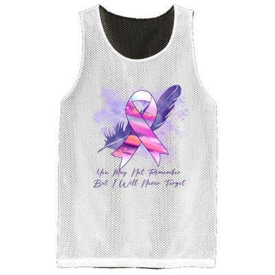 You May Not Remember But I Will Never Forget Alzheimer Awareness Alzheimer Mesh Reversible Basketball Jersey Tank