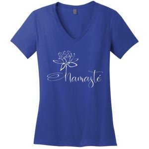 Yoga Mamas Outfit Namasté Lotus Flower Black Great Gift Women's V-Neck T-Shirt