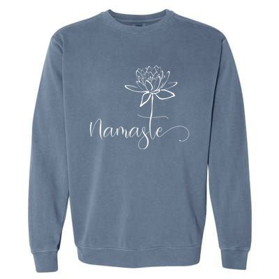 Yoga Mamas Outfit Namasté Lettering With Lotus Flower White Gift Garment-Dyed Sweatshirt