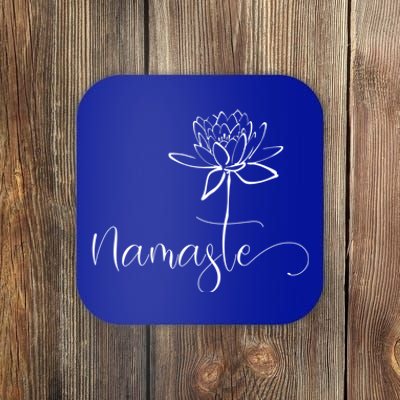 Yoga Mamas Outfit Namasté Lettering With Lotus Flower White Gift Coaster