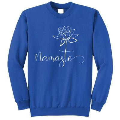 Yoga Mamas Outfit Namasté Lettering With Lotus Flower White Gift Tall Sweatshirt