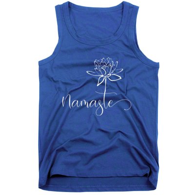 Yoga Mamas Outfit Namasté Lettering With Lotus Flower White Gift Tank Top