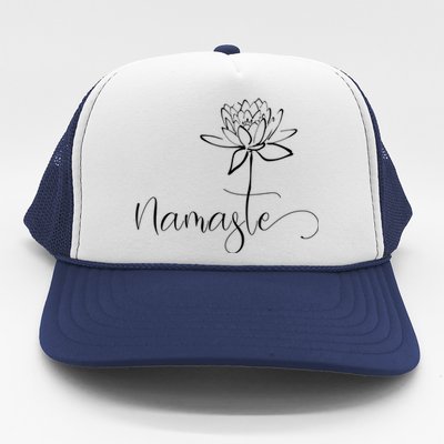 Yoga Mamas Outfit Namasté Lettering With Lotus Flower White Gift Trucker Hat