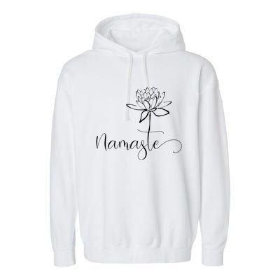 Yoga Mamas Outfit Namasté Lettering With Lotus Flower White Gift Garment-Dyed Fleece Hoodie