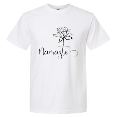 Yoga Mamas Outfit Namasté Lettering With Lotus Flower White Gift Garment-Dyed Heavyweight T-Shirt