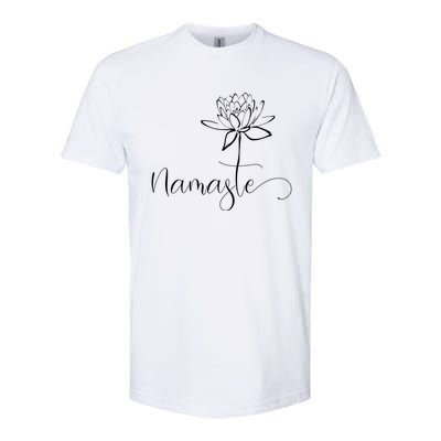 Yoga Mamas Outfit Namasté Lettering With Lotus Flower White Gift Softstyle CVC T-Shirt