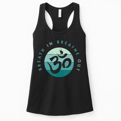 Yoga Meditation Om Symbol Breathe In Breathe Out Womens Tank Top