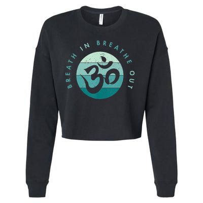 Yoga Meditation Om Symbol Breathe In Breathe Out Cropped Pullover Crew