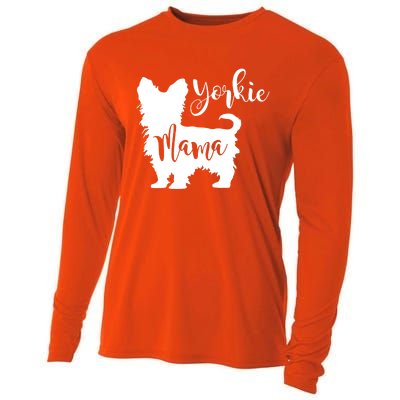 Yorkie Mama Profile Yorkshire Terrier Fun Dog Mom Gift Meaningful Gift Cooling Performance Long Sleeve Crew