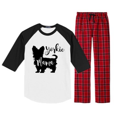 Yorkie Mama Profile Yorkshire Terrier Fun Dog Mom Gift Meaningful Gift Raglan Sleeve Pajama Set